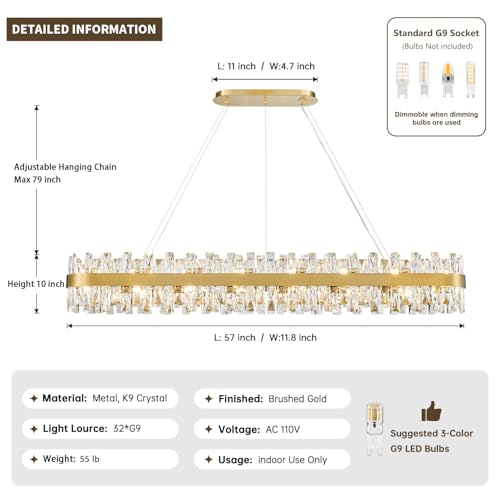 Modern Brass Gold Crystal Chandelier