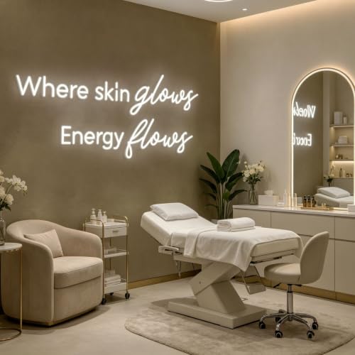 Where Skin Glows Energy Flows Neon Sign for Wall Decor