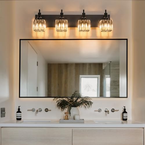 Black Crystal Bathroom Vanity Light 4