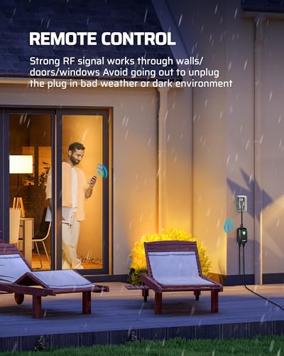Outdoor Wireless Remote Control Outlet Power Strip Weatherproof