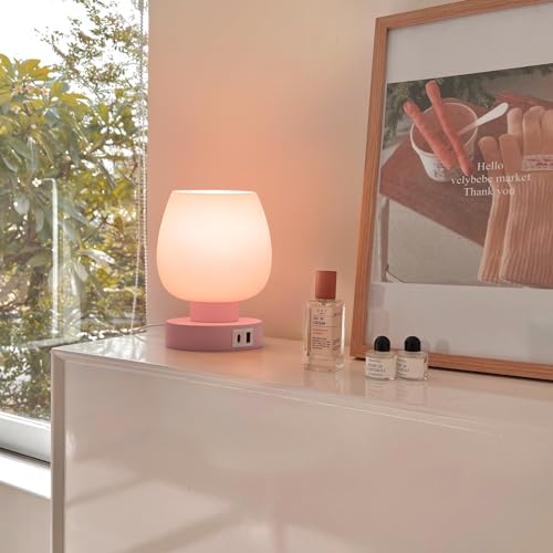 Pink Touch Table Lamp with USB Charging (2 Count)