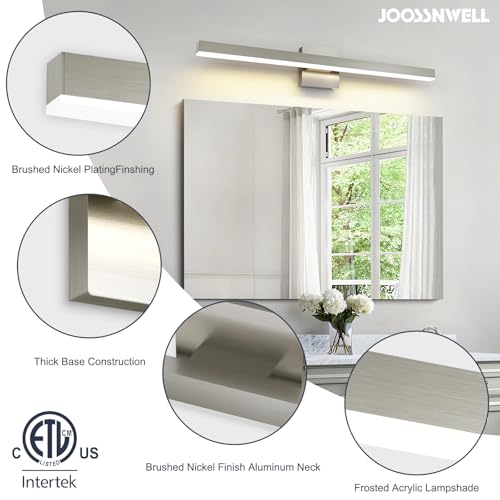 Brushed Nickel Vanity Light for Bathroom Lighting Fixtures Over Mirror Modern Bath Vanity Lights Bar 5CCT Diammable Bathroom Lights 31.5 inch ETL Certificated
