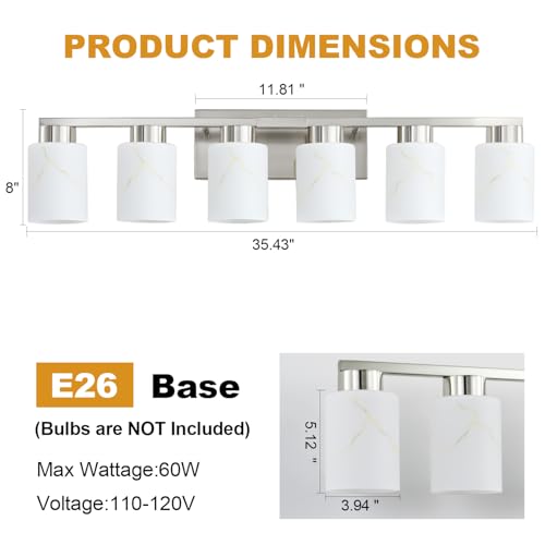 6 Light Bathroom Light Fixtures (6 Count)