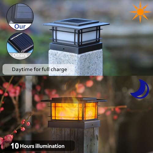 8 Pack Solar Post Cap Lights Outdoor with Flickering Flame Light (8 Count)