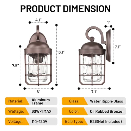 Outdoor Wall Light Fixtures for House (2 Count)