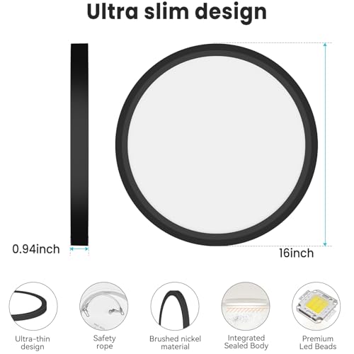 2 Pack 16" Black LED Ceiling Lights (2 Count)