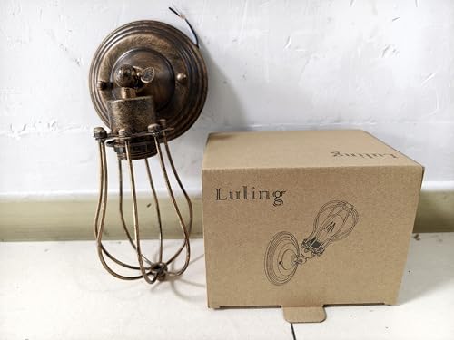 Industrial Wall Sconce Vintage Lighting Adjustable Lamp Socket Wire Metal Cage Wall Light Shade Edison Style Antique Fixture Porch Mirror