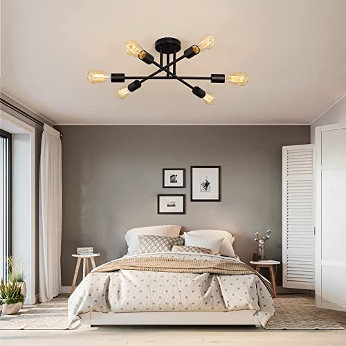 Black Modern Sputnik Chandelier Ceiling Light Fixtures