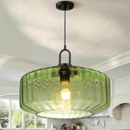 Modern Hanging Light Green Pendant Light Fixture Mid Century 1