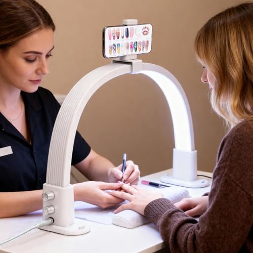 Half Moon Nail Lamp for Desk Portable Nail Desk Lamp with Phone Holder