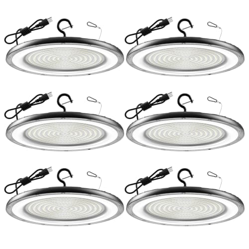 400W UFO High Bay Light 6 Pack 60000LM LED Shop Lights Plug & Play (6 Count)
