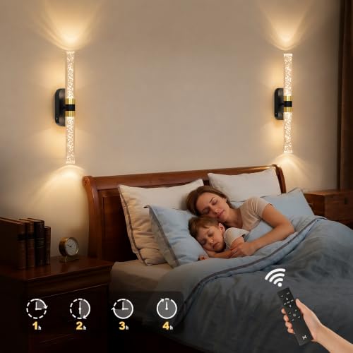 Crystal Battery Operated Wall Sconces Set of 2 for Home Space (2 Count)