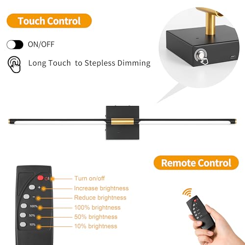 Black Gold Battery Operated Wall Sconces with Remote 1 Pack