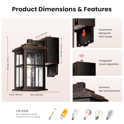 Outdoor Porch Light with GFCI Outlet