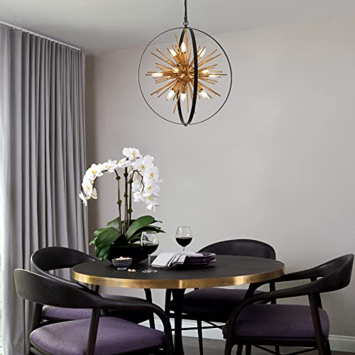 23.2" Black Gold Globe Sputnik Chandelier