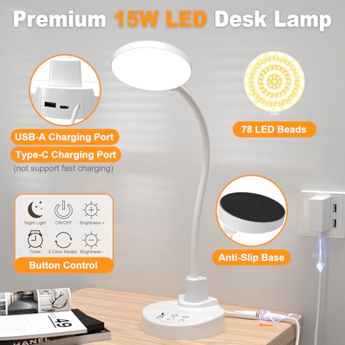 15W LED Desk Lamp with USB Charging Ports