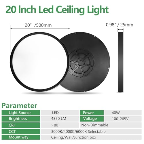 20 Inch Large LED Flush Mount Ceiling Light