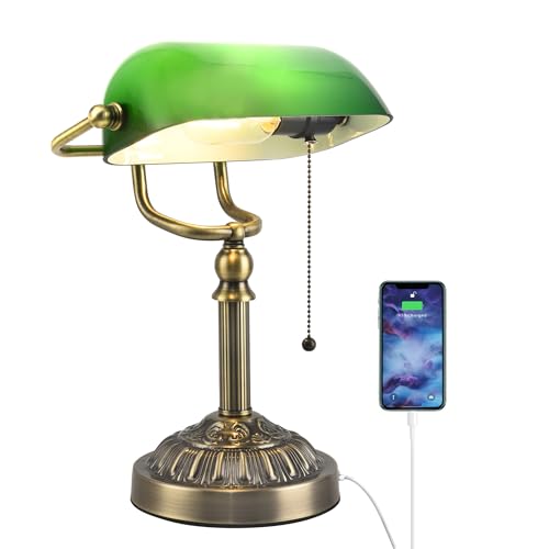 Bankers Desk Lamp with USB