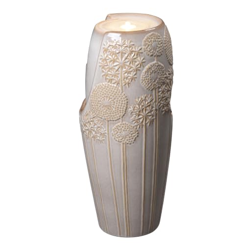 Tall Ivory Ceramic Floral Cascade Fountain