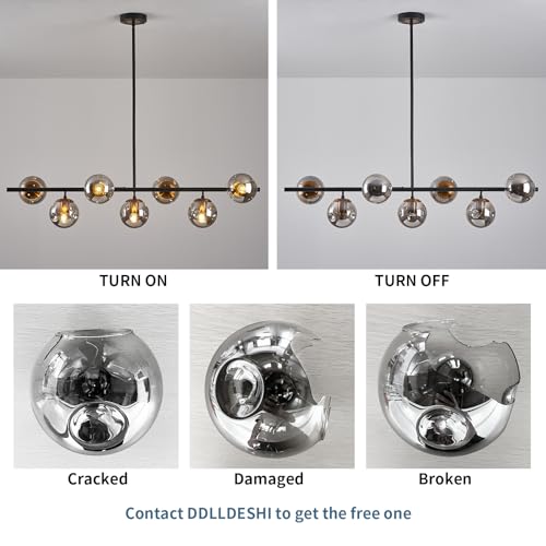 7 Lights Black and Gold Mid Century Modern linear Sputnik Chandelier