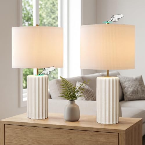 21" Modern Ceramic Table Lamp Set of 2 for Bedroom (2 Count)