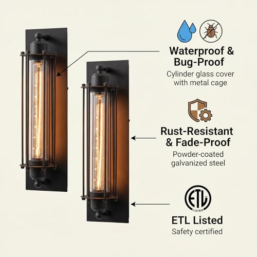 18 Inch Industrial Outdoor Wall Light Sconce