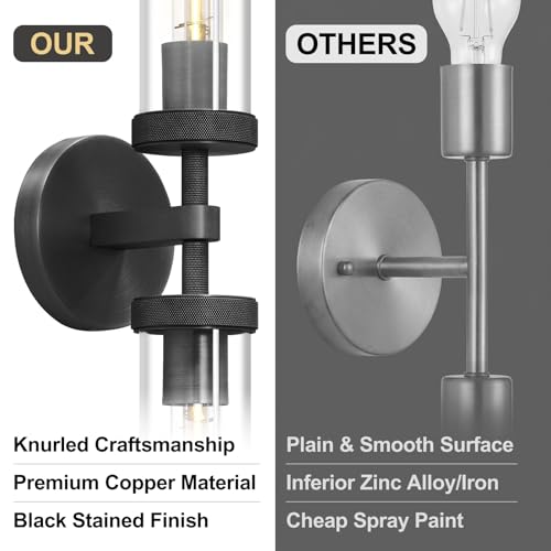 Modern 2 Light Black 30in Knurled Wall Sconces