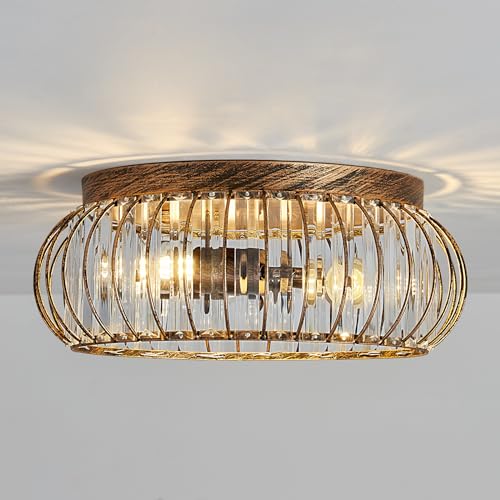 Modern Crystal Ceiling Light Oil Rubbed Bronze Flush Mount Ceiling Light Fixture 3 Light Ceiling Chandelier for Hallway Bedroom Bathroom Foyer Living Room Dining Room Kitchen