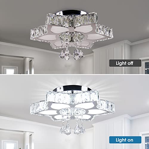 16.1" Flower Crystal Flush Mount Ceiling Light