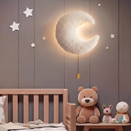 Fluffy Moon Night Light Wall Lamp Sleeping Nursery Lighting