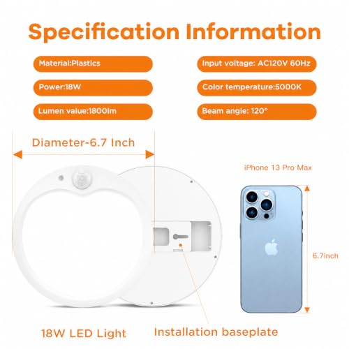 18W Motion Sensor Ceiling Light