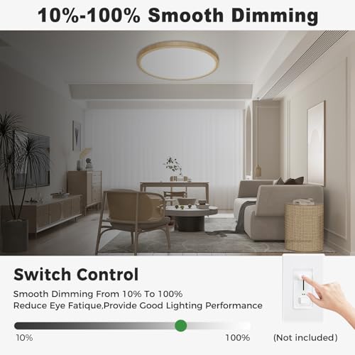 2Pack 12 inch Faux Wood LED Flush Mount Ceiling Lights (2 Count)