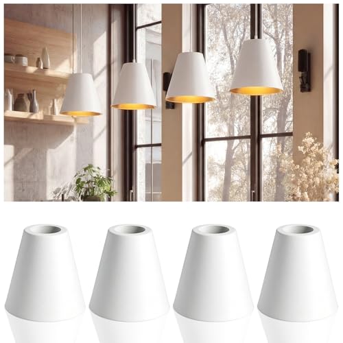 4 Pcs White Cone Industrial Replacement Lamp Shades (4 Count)