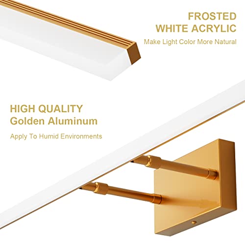 Copper Bathroom Vanity Light 48inch Adjustable Modern LED Vanity Light for Bathroom Gold Lights Fixtures 5500K