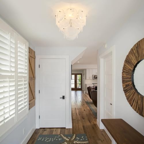 Modern Flush Mount Glass Ceiling Light Chrome Finish