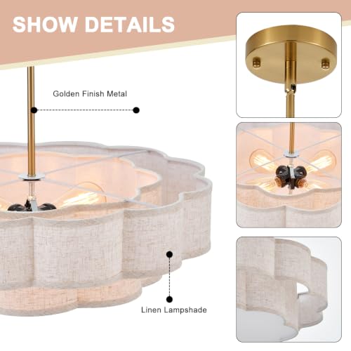 21.65" Linen Drum Chandelier