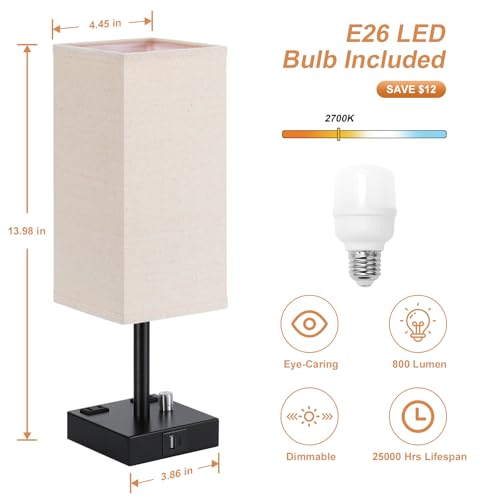 Bedside Table Lamps Set of 2 for Bedroom (2 Count)