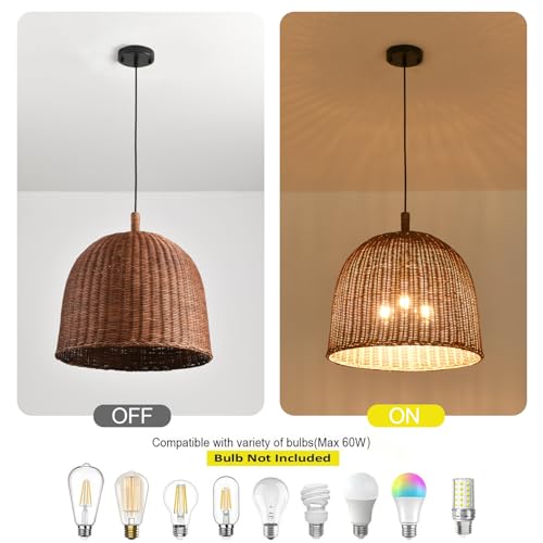 17.7" Rattan Pendant Light (3 Count)