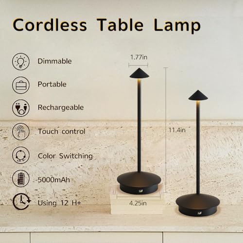 2 Pack Aluminum Cordless Table Lamp (2 Count)