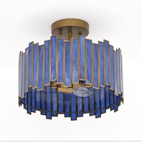 Antique Brass Ceiling Light Fixture in Drum Shape