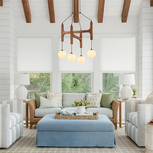 Farmhouse 4 Light Wooden Chandelier with Milk Glass Globe L24 Inch (4 Count)