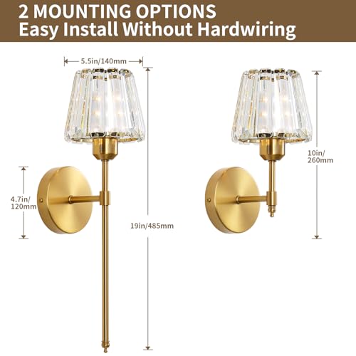 Battery Operated Crystal Wall Sconce Set of 2 (2 Count)
