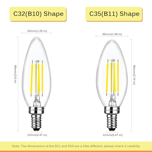 C35 Dimmable LED Candle Light Bulbs 40 Watt Equivalent (12 Count)