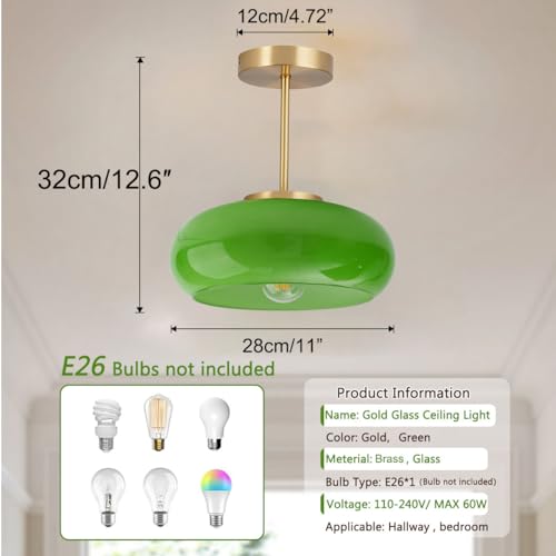 Green Glass Ceiling Light