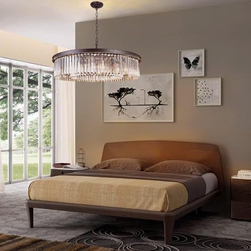 Oil Rubbed Bronze Crystal Chandeliers Modern Contemporary Ceiling Lights Fixtures Pendant Lighting for Dining Room Living Room Chandelier D33.5 8 Lights