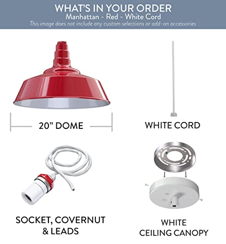 Industrial Pendant Light 20 Inch Extra Large Steel Warehouse Dome