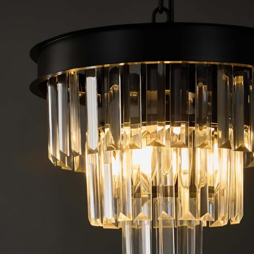 Small Black Crystal Pendant Light
