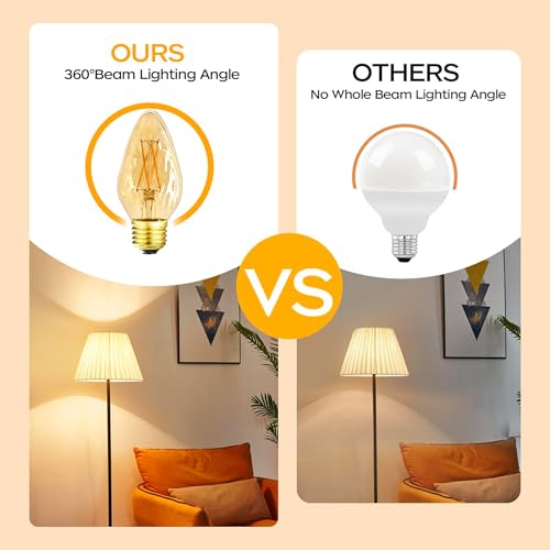 E26 Vintage Edison Bulbs 6W Dimmable LED Bulbs 2700K Amber Warm White 600lm 6 Pack 120V AC E26 Medium Base Light Bulbs for Pendant Light Fixture