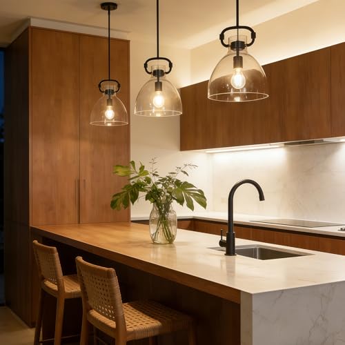 9.8'' Glass Pendant Lights Kitchen Island
