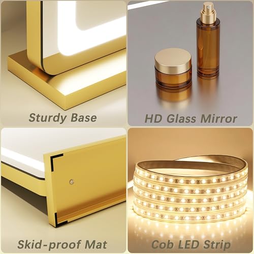 23"x18" Gold Vanity Mirror with Lights
